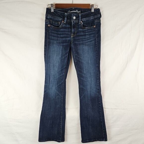 American Eagle ORIGINAL BOOT Womens Jeans Size 2 Short Dark Wash Denim Stretch‎ - Picture 1 of 3